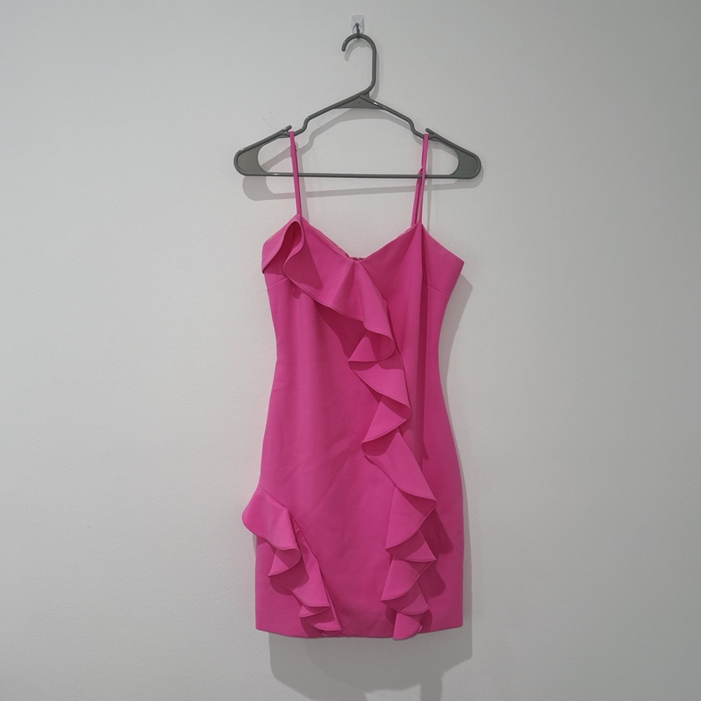 Likely pink mini ruffle dress